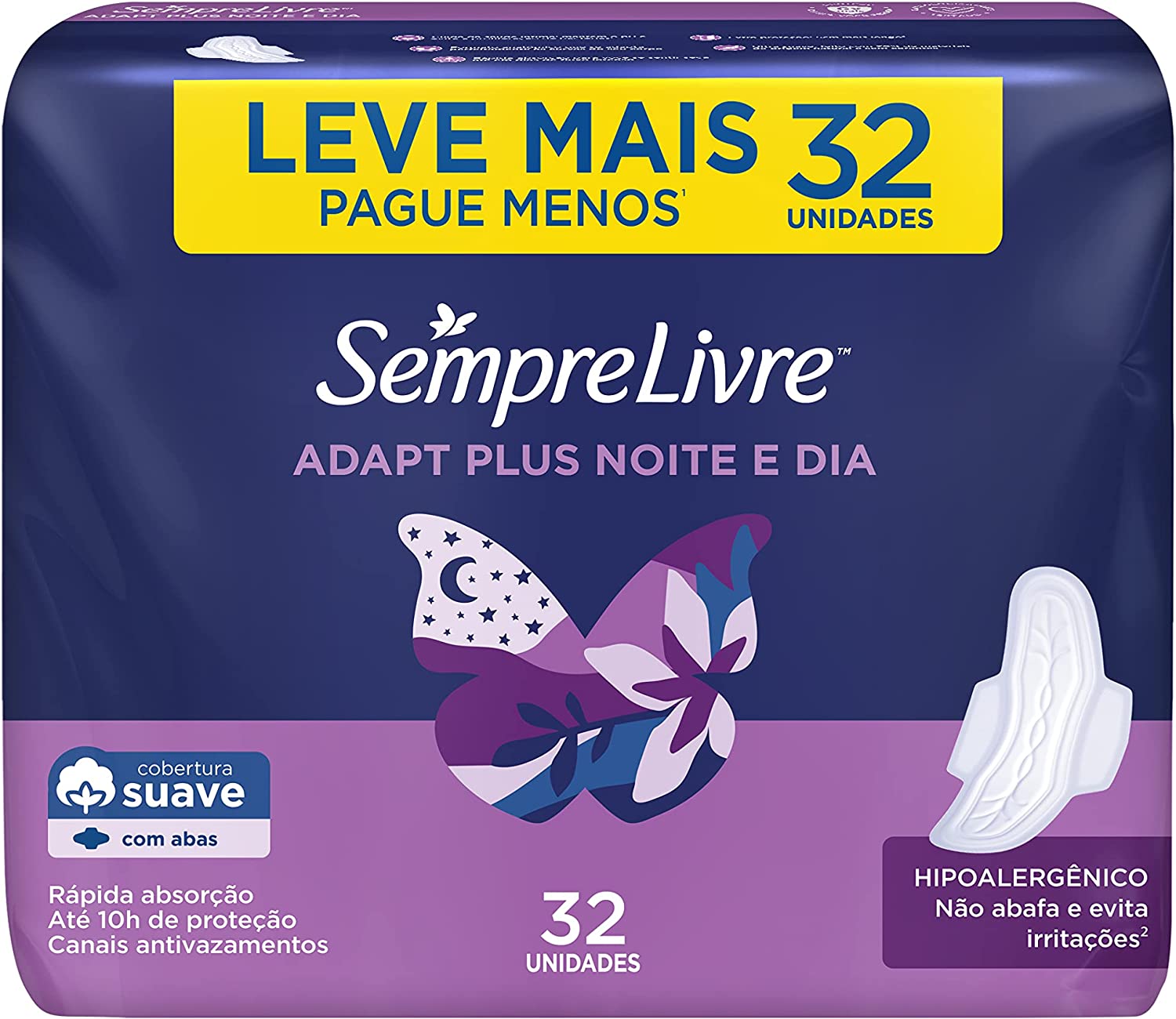 Imagem do produto SempreLivre Absorvente externo Adapt Plus Dia e Noite (32 unidades)