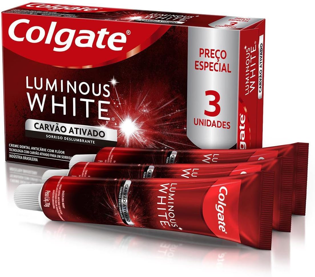 Imagem do produto Colgate Kit Creme dental para clareamento com carvão ativado (3 unidades)