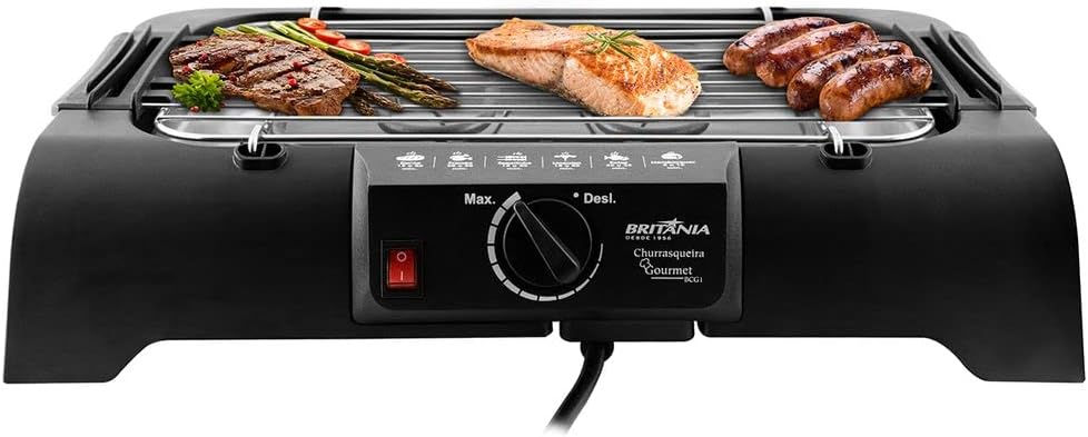 Imagem do produto Churrasqueira, Gourmet Bcg1 N, 1200w, Preto, 110v, Britânia