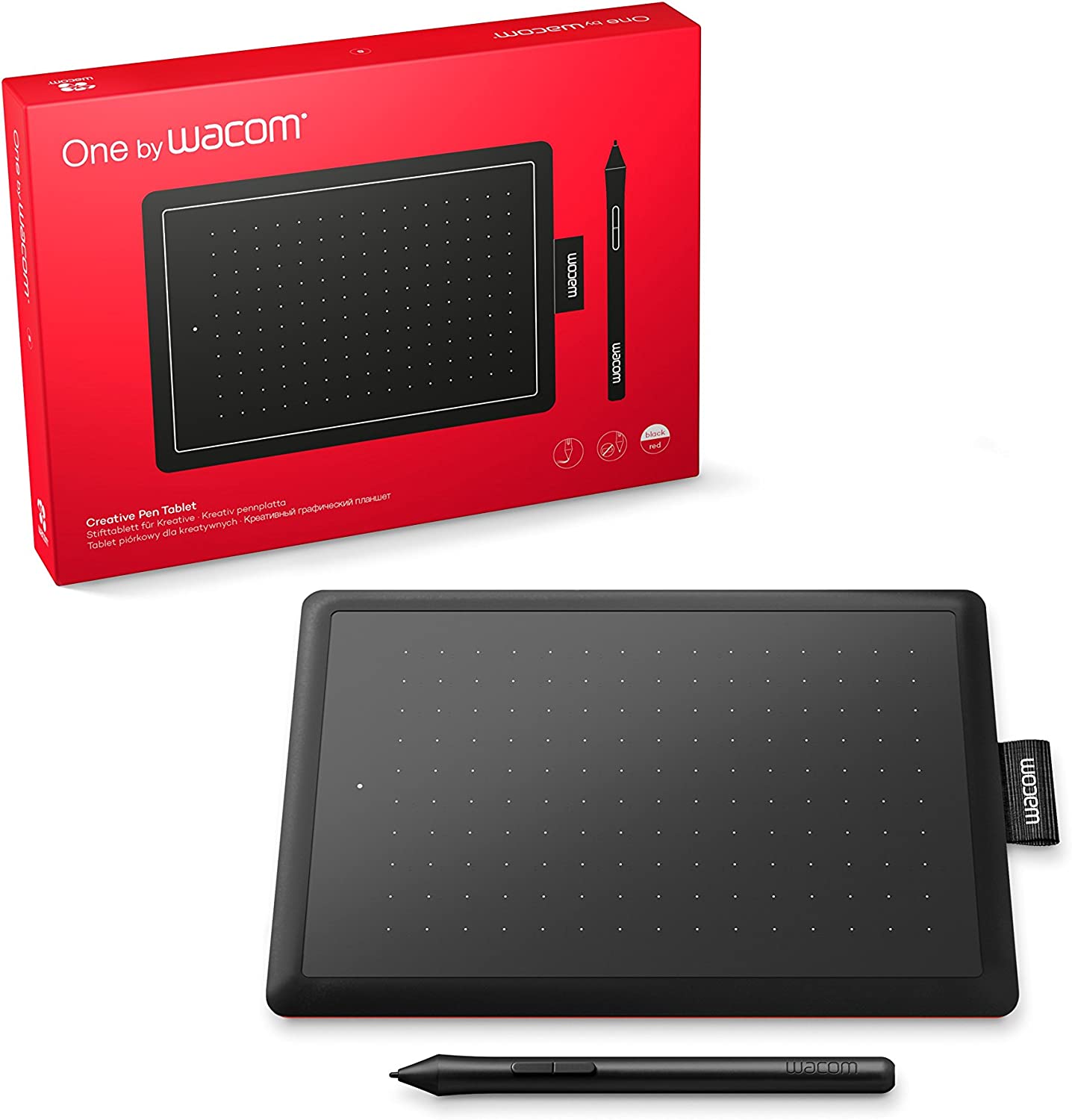 Imagem do produto Wacom One CTL472 - Mesa Digitalizadora, Preto / Vermelho