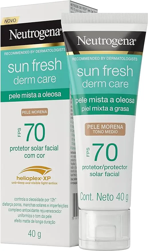 Neutrogena Sun Fresh Protetor Solar Facial Para Pele Oleosa Derm Care Pele Morena FPS 70,40g