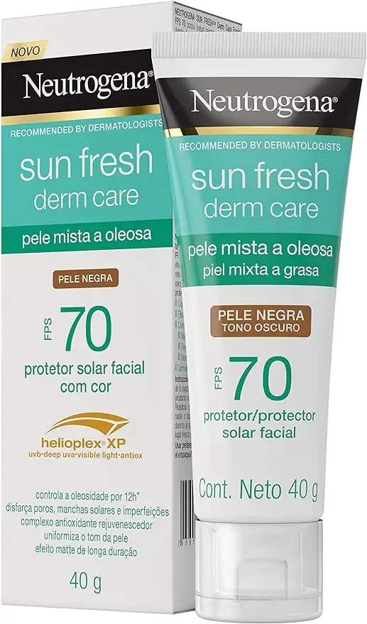 Neutrogena Sun Fresh Protetor Solar Facial Para Pele Oleosa Derm Care Pele Negra FPS 70,40g